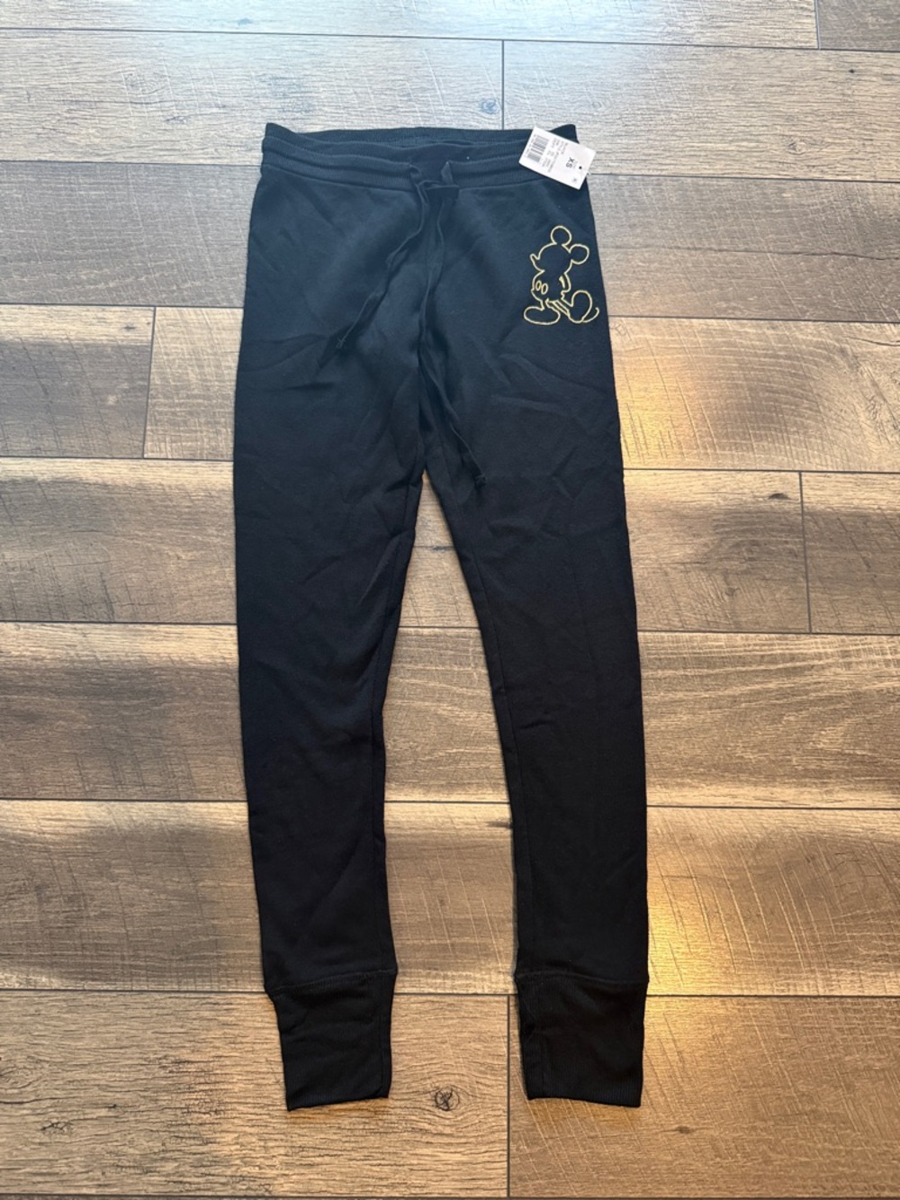 Disney Black Leggings with Gold Mickey Outline